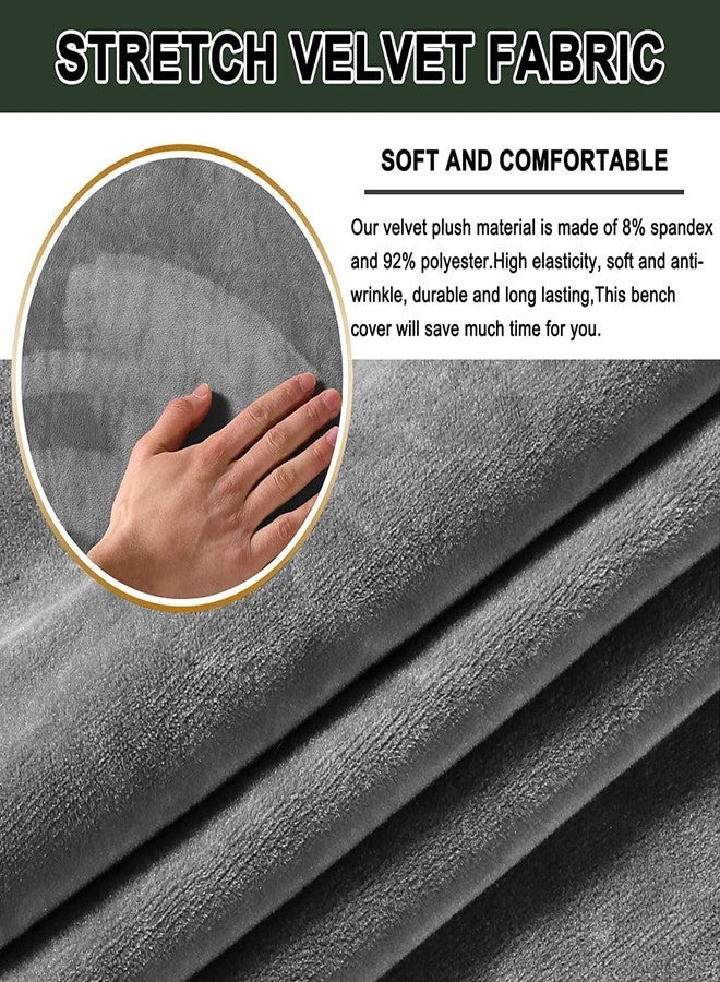 غطاء مقعد بيانو مخملي من أونيت، غطاء مقعد غرفة طعام ناعم قابل للتمدد، غطاء مقعد قابل للتمدد لمقعد البيانو، مقعد طويل لغرفة المعيشة (أخضر زيتوني، متوسط) - Image 3